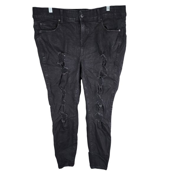 Womens Torrid Black Bombshell Skinny Denim Jeans Premium Stretch Distressed 18 - Picture 1 of 9